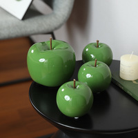 Ornement Créatif Pomme en Céramique Rouge pour la Maison, Décoration de Table Basse de Salon, Décoration de Meuble, Décoration Fruitée