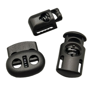 Verstelbare Dubbele 2 Gat Zwarte Kleur Plastic Koord Slot Elastische Koord <span class=keywords><strong>Stopper</strong></span> Veer Plastic Stop - Product Image 3