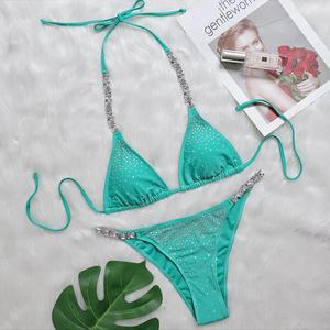 Nuevo traje de baño de lujo Sexy brillante traje de baño Tanga decorativo caliente Rhinestone <span class=keywords><strong>Bikini</strong></span> Set - Product Image 6