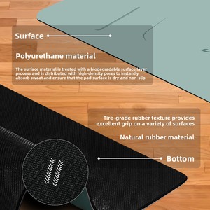 Tapis de studio professionnel écologique en caoutchouc naturel PU de 5 mm d'épaisseur, antidérapant, extra large (68 cm), avec lignes de calibration pour le yoga - Product Image 2