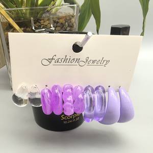 2025 nouveau HL flambant neuf à la mode gouttelette d'eau mignon Style C en forme de boucles d'oreilles ensemble polyvalent 10 pièces boucles d'oreilles goutte en plastique cerceau Jearlery - Product Image 4