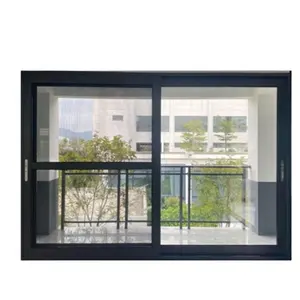 3-Track aluminium kaca teras pintu Interior dan eksterior pintu geser dengan bingkai aluminium untuk rumah dan kantor
