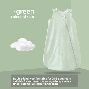 IDBABY Candy Teddy Gilet unisexe 2 couches à fermeture éclair pour nouveau-né, en coton fin d'été, anti-humidité, sans manches, pyjama-<span class=keywords><strong>gigoteuse</strong></span> pour bébé - Product Image 5