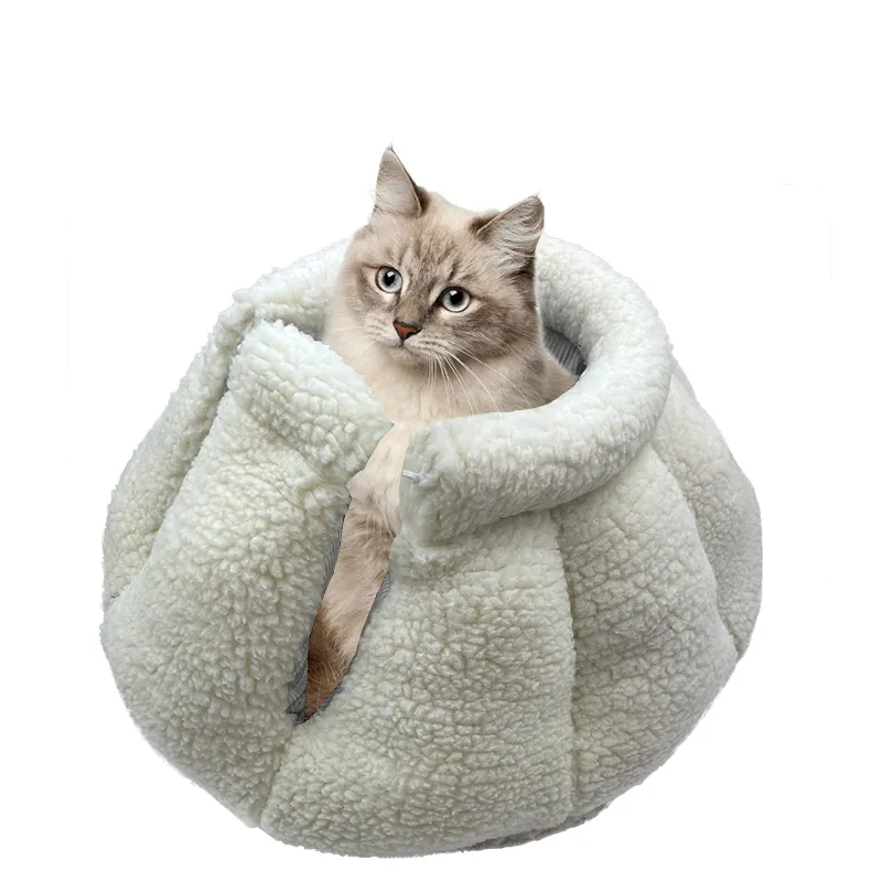 Whosale Pet Bed Corduroy Material Warm Dog Paw Shaped Dog Bed Round Fashionable Dog Cat Pet Bed