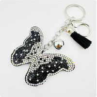 Pendentif scintillant motif léopard bleu avec strass et pompons, ornement suspendu de haute qualité, porte-clés le plus vendu