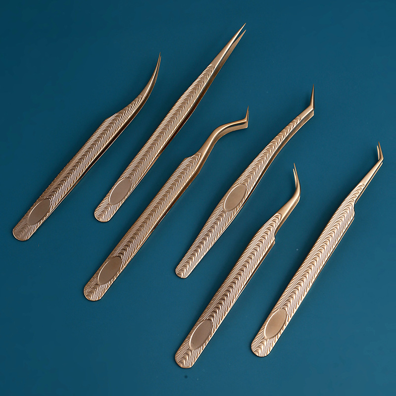 Американские продажи № 1, профессиональные инструменты для ресниц, набор золотых пинцетов для наращивания ресниц