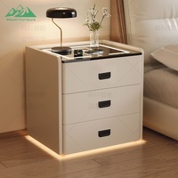 Meja Nakas Modern Wayon dengan Kunci Digital, Speaker Bluetooth, Pengisian Daya Nirkabel, dan 3 Laci