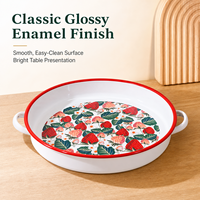 Plaque de cuisson en émail à double poignée, épaisse, pour la préparation de salades de fruits et la cuisson de pizzas, avec logo personnalisé, pour la cuisine domestique et les commandes d'exportation