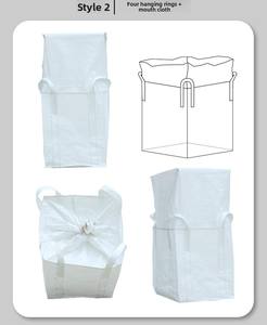 שקיות גדולות בתפזורת, ניתנות למחזור, מפוליפרופילן (PP) בדרגת מזון, עם פיה, קיבולת <span class=keywords><strong>1</strong></span>.2 טון, רצועות סטבדור כפולות, אריזת FIBC. - Product Image 5