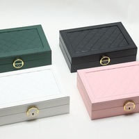 Boîte à bijoux en cuir PU à couche unique, coffret cadeau de luxe personnalisé, étui de rangement de voyage, doublure en velours, organisateur de bijoux