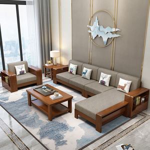 الشمال بسيطة والحديثة تصميم حجم غرفة المعيشة الأثاث مزيج مجموعة أريكة خشبية مصمتة - Product Image 5