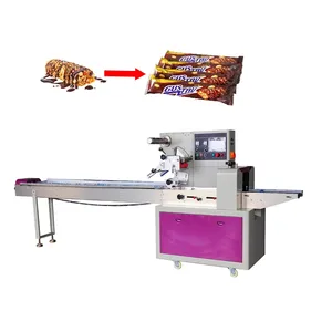 Chocolade Bar Stok Suiker Kauwgom Eiwit Bar Platte Lolly Toffee Multi Rijstroken Automatische Chocolade Verpakking Machine