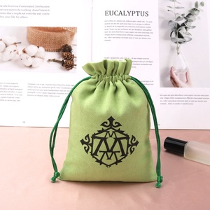 Custom Logo Printed Suede Gift Jewelry <b>Drawstring</b> Bag Luxury Soft Velvet Antique Storage Suede <b>Pouch</b> - Product Image 1