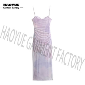 Robe <span class=keywords><strong>Midi</strong></span> en Maille Élégante Lavande Ajustée avec Bretelles Violettes pour Femme – Fabrication Personnalisée - Product Image 2