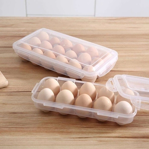 Contenedor de almacenamiento de huevos de plástico portátil, soporte transparente para huevos con tapa para refrigerador, caja organizadora de cocina - Product Image 2