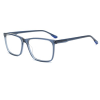 Gafas Unisex con Montura de Acetato y Lentes Cuadradas Transparentes, Diseño Oversize con Patrón Sólido