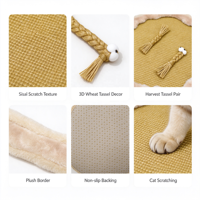 Tapis pour animaux de compagnie fait main, solide, en forme rectangulaire, avec décorations 3D en pompons, bordure en peluche douce, tressé, antidérapant, pour chats et chiens
