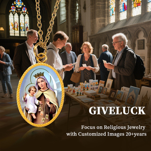 قلادة قلادة حظ من الفولاذ المقاوم للصدأ مع صورة قديسة ، قلادة بيضاوية مع صورة قديسة ، خدمة صنع قالب مخصص للنساء المسيحيات - Product Image 6