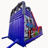 Nouveau toboggan gonflable Leap 9,1x4,5x6,2m, thème parc d'attractions, château gonflable, jeu aquatique à double piste, toboggan sec géant en PVC violet