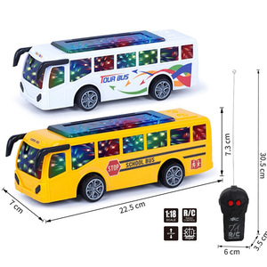 Bus télécommandé à l'échelle 1:18, bus scolaire musical lumineux pour enfants, jouet électrique en plastique avec lumières 3D, fonctionnement sans fil - Product Image 3