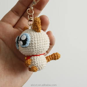 手工制作可爱针织钩编猫卡哇伊时尚圣诞钩编哭猫钥匙扣吊坠装饰品 - Product Image 2