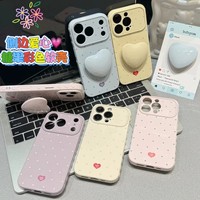 Coque de téléphone portable antichoc en TPU premium, motif cœur à pois couleur bonbon, gaufrée