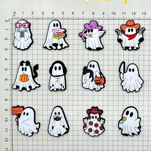 Chaussures sabot fantôme de la série Halloween best-seller Xiami avec breloque boucle fleurie unisexe en PVC - Product Image 4