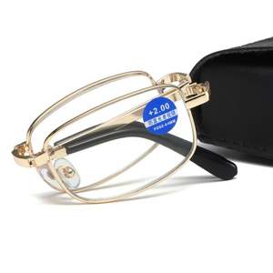 Lunettes de lecture pliables tendance 2025 pour hommes et femmes, lunettes de presbytie en métal pliables avec étui - Product Image 1