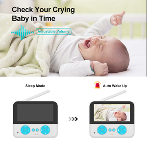 Monitor de bebé de 4,3 pulgadas, conexión inalámbrica de 2,4G, cámara de bebé, alimentación programada, monitoreo de temperatura, música relajante infrarroja - Product Image 3