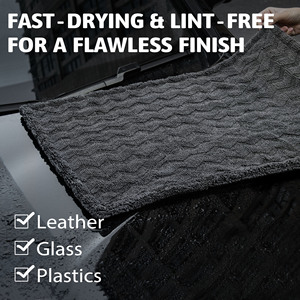 Serviette de <span class=keywords><strong>lavage</strong></span> et de séchage de voiture Greenfound en microfibre de haute qualité, double face, sans bord, gris foncé, douce, confortable, séchage rapide, absorbante - Product Image 3