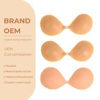 Soutien-gorge bikini sans bretelles auto-adhésif nude avec armatures, bonnets 3/4, coussinets de silicone amovibles, effet push-up, grandes tailles, pour usage quotidien