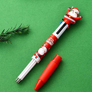 Stylo bille rétractable en plastique NP-103 4 en 1 multicolores, Noël, motif dessin animé mignon Père Noël et bonhomme de neige, pour promotion - Product Image 3