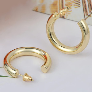 Dreamwork-pendientes de aro redondos de Plata de Ley 925, chapados en oro de 14K, en amarillo, oro rosa, oro blanco, tamaño de 20mm-50mm - Product Image 2