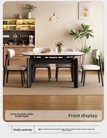 Table à manger extensible carrée avec plateau en ardoise, pieds en bois noir, style moderne et luxueux, pour restaurant