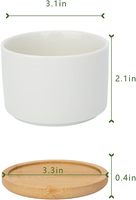 Pots de fleurs de plantes succulentes vierges à sublimation en céramique avec plateau en bambou Petit cylindre Logo personnalisé direct de l'usine pour l'intérieur 11oz 50