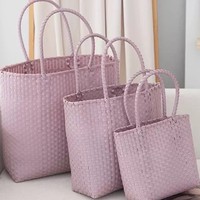 Panier à légumes style MUJI le plus vendu, sac fourre-tout en PU tressé de qualité export, souvenir transfrontalier, simplicité urbaine