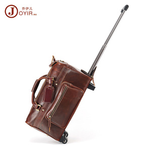 Maleta de cuero Joyir con 4 ruedas, bolsa de viaje de negocios de gran capacidad, estilo retro de color sólido para hombre - Product Image 3