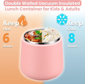 Bocal alimentaire isotherme sous vide de 20 oz avec couvercle à boucle, thermos à soupe pour aliments chauds pour enfants, récipient à lunch en acier inoxydable à large ouverture anti-fuite avec cuillère - Product Image 5
