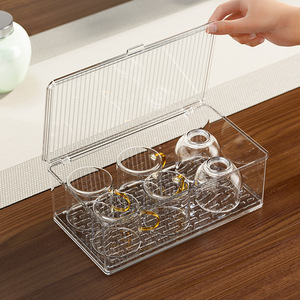 Tea Set Storage <b>Box</b> Rectangular PP Dust Proof Desktop Organizer for Tea Ware - Product Image 2