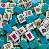 Tuiles de Mahjong Américaines Iridescentes Bleues de Luxe des Années 90, Ensemble de 160 Tuiles en Acrylique Premium Gravées et Imprimées UV, Collection Designer Rétro