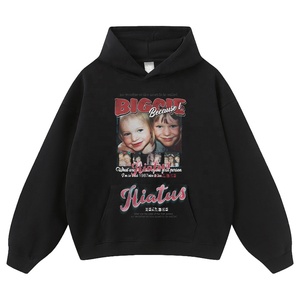 Sudadera con Capucha de Algodón Lavado con Diseño de Personajes Estampados con Tinta de Flores, Estilo Vintage para Otoño/Invierno, con Retrato de Grupo - Product Image 6