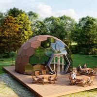 Tente Géodôme de Luxe Extérieur 7m/8m Entièrement Transparente, Dôme Safari Compact en Verre PC, Ballons Igloo pour Glamping, Complexe Hôtelier