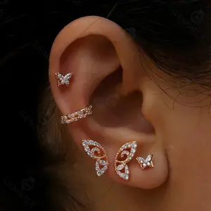 Gemnel Minimalist Jewelry Diamond Stud 925 Silver Marquise Butterfly Earrings