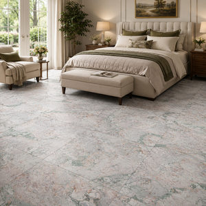 Carreaux de sol en porcelaine antidérapants 60x60 cm, aspect marbre multicolore mat, veinage <span class=keywords><strong>vert</strong></span> et rose, pour salon et chambre à coucher - Product Image 5