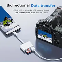 Lector de tarjetas de memoria USB C a SD/TF, lector de tarjetas USB C 3 en 1 compatible con iPhone 15 Pro, iPad, Mac, MacBook, portátil, Android, PC y accesorios