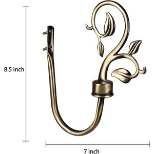 European Style U Shape Metal Curtain <b>Tiebacks</b> Champagne Color No Drilling Wall Hooks For Window Curtains - Product Image 3