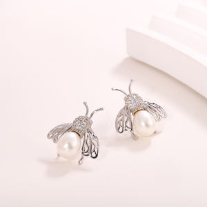 Grandes boucles <span class=keywords><strong>d</strong></span>'oreilles pendantes en or et en or rose pour femmes, boucles <span class=keywords><strong>d</strong></span>'oreilles pendantes <span class=keywords><strong>d</strong></span>élicates en perles <span class=keywords><strong>d</strong></span>'argent pour mariage - Product Image 4