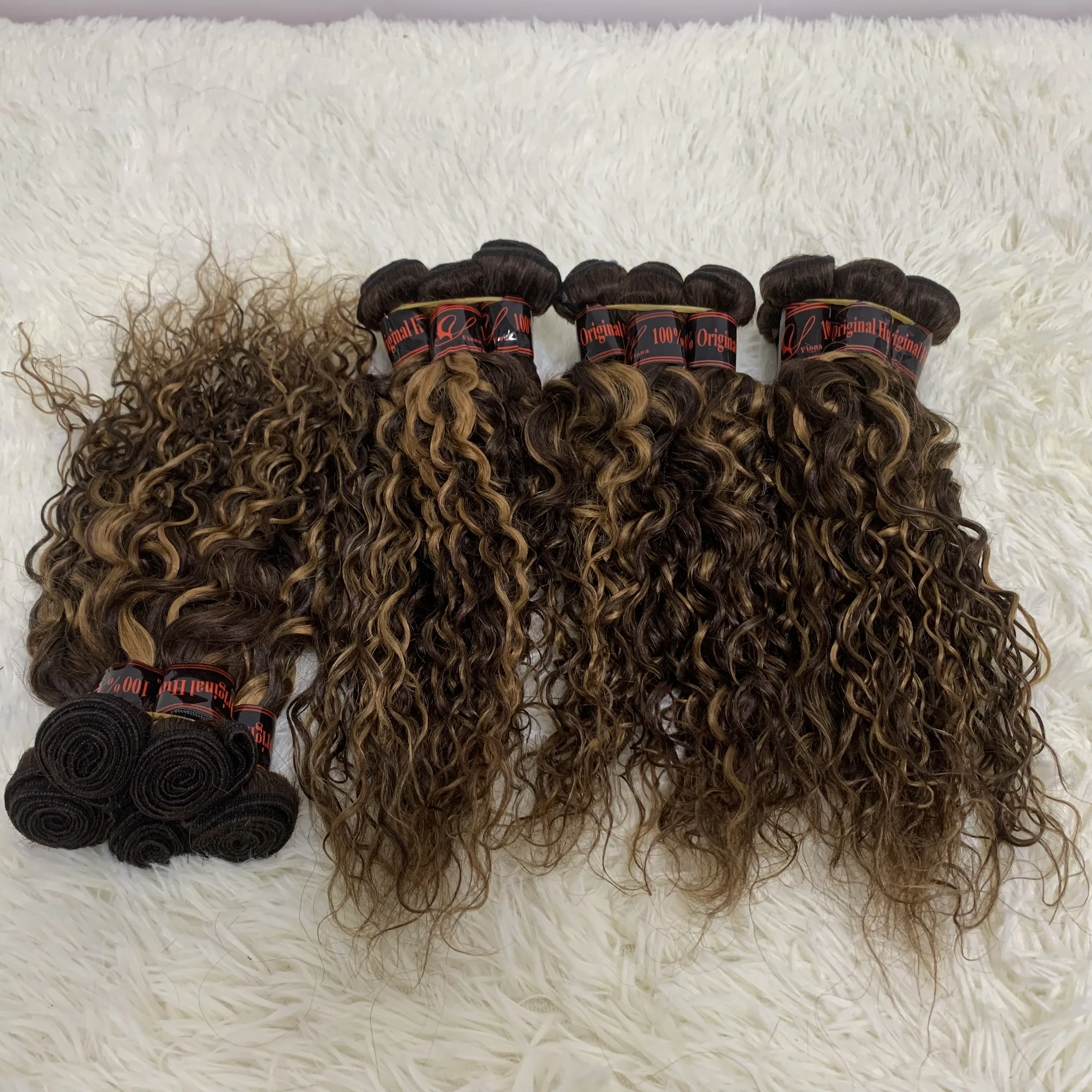 Letsfly Cheap Deep Curly Hair Weave 4-27 Piano Color 9A Remy Human Virgin Hair Extensions Brazilian Hair Bundles