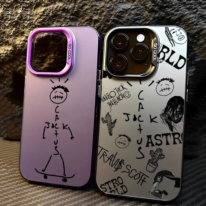 Luxury Travis Scott Cactus Jack Phone Case for IPhone 16 15 14 13 12 11 Pro  Max X XR XSMAX Plus Candy Matte Shockproof Cover