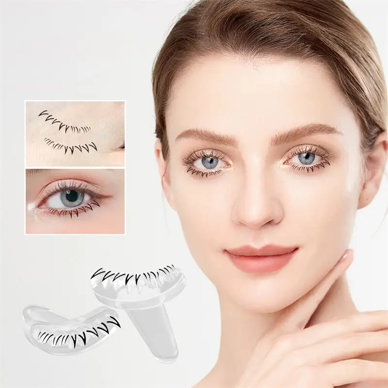 Private label natural false volume cluster extension full strip easily lower eyelash stamp with handle wholesale eyelash tool